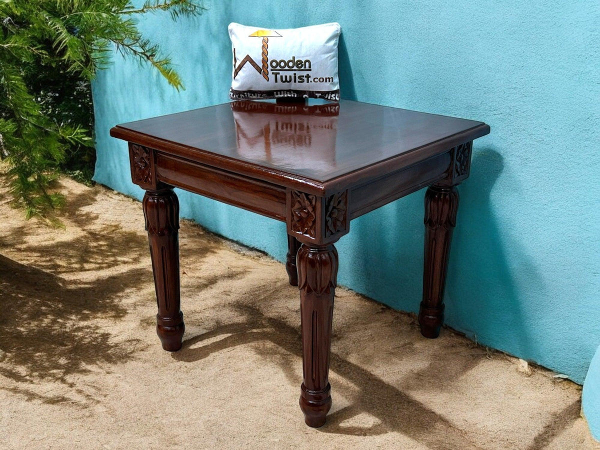 Hand Carved Teak Wood Bedside Table