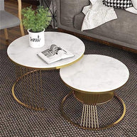 Wooden Twist Stylish Look Round Wrought Iron Coffee Table Set of 2 - WoodenTwist