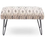 Mango Wood Bench In Cotton Black & White Colour With Metal Legs - WoodenTwist