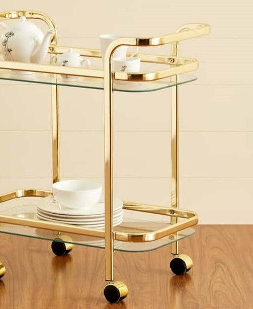 Stylish Bar Cart Trolley with Dual Side Handles (Iron) - WoodenTwist