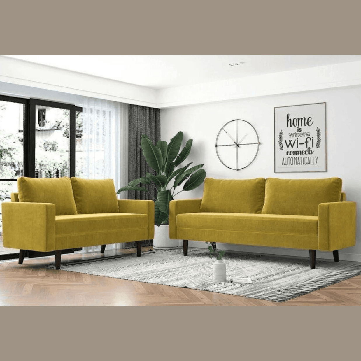 Wooden Twist Allay Designer Handmade Velvet Fabric Solid Wood Soft & Comfortable Sofa Set - WoodenTwist