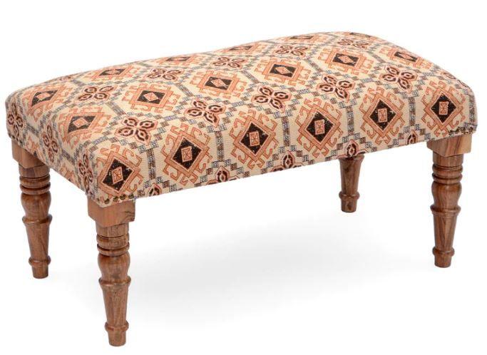 Mango Wood Bench In Cotton Brown Colour - WoodenTwist