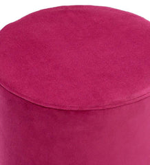 Solid Wood Foot Stool In Velvet Pink Colour - WoodenTwist