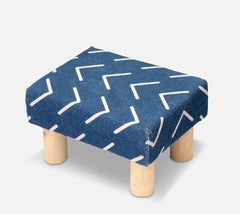 Solid Wood Footrest Stool In Cotton Blue Colour - WoodenTwist