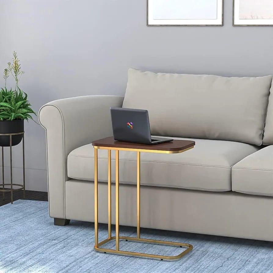 Golden Side Table, Natural Wood Grain Top