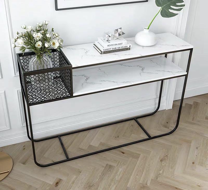 Sleek Iron Console Table - Space-Saving Design