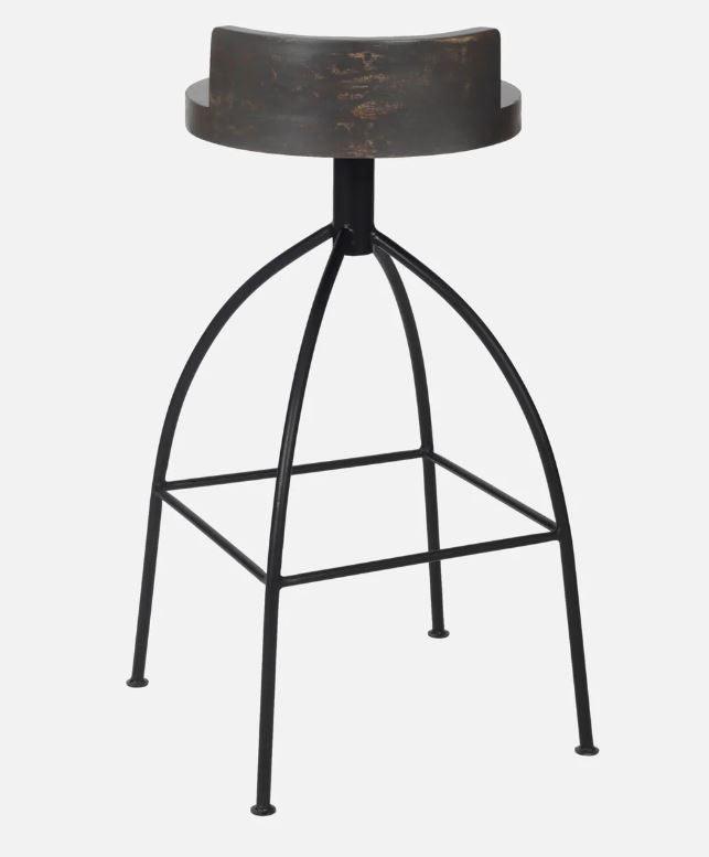 Mango Wood Bar Stool In Black Metal Legs - WoodenTwist