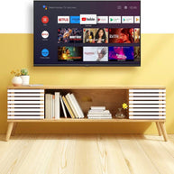 Modern Tv Entertainment Unit Cabinet With Open Shelf Natural Finish (Teak Wood) - WoodenTwist