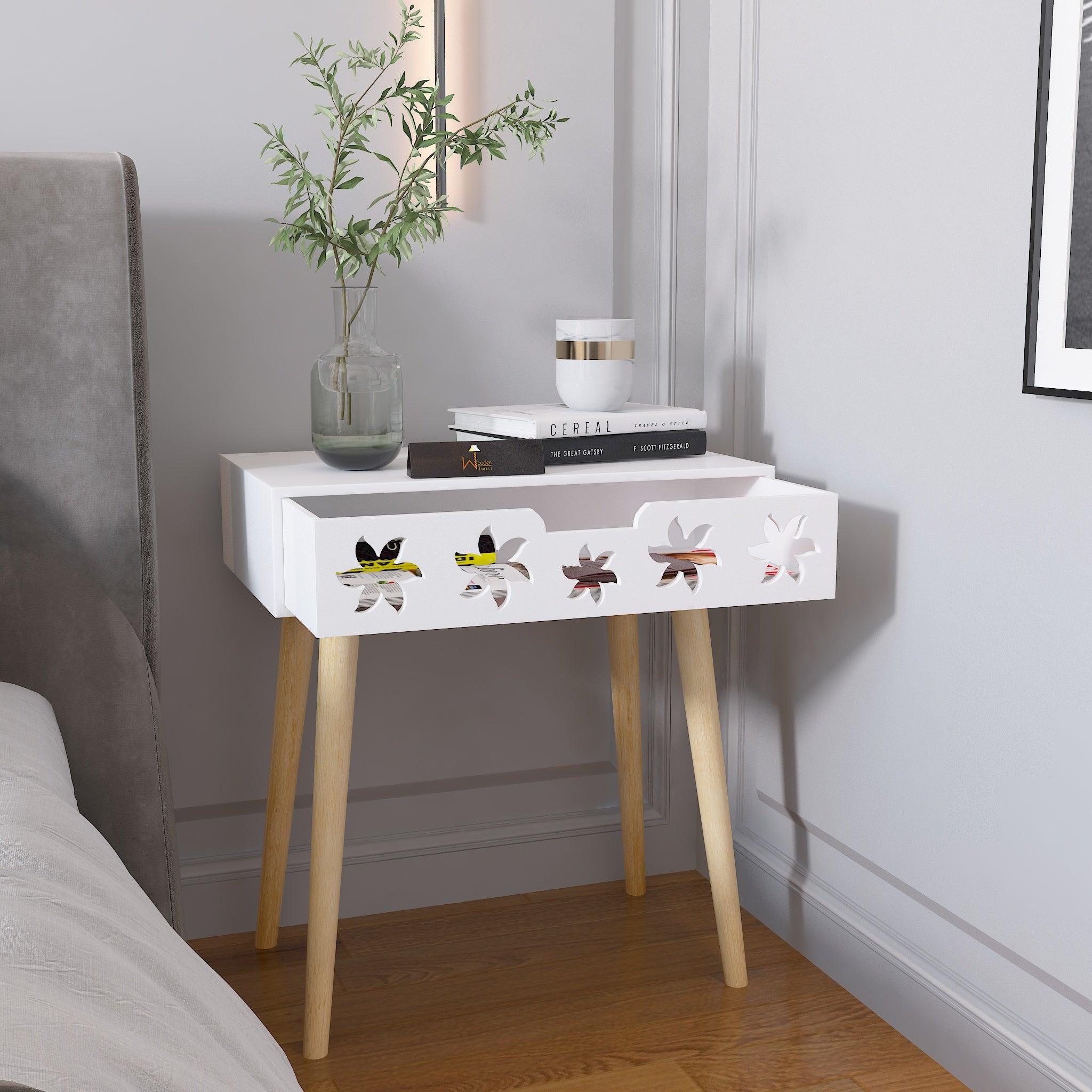 Estrella Wooden Bedside Table With Storage Drawer Nightstand - WoodenTwist