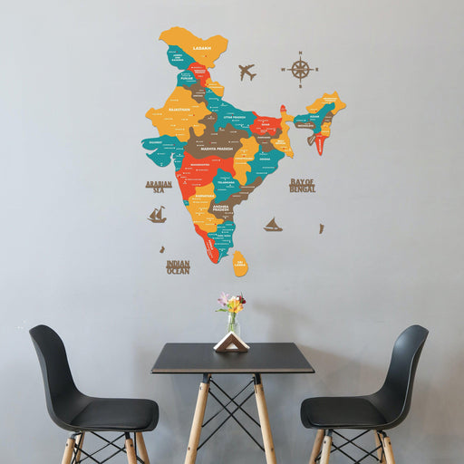 Saffron India Wooden Map