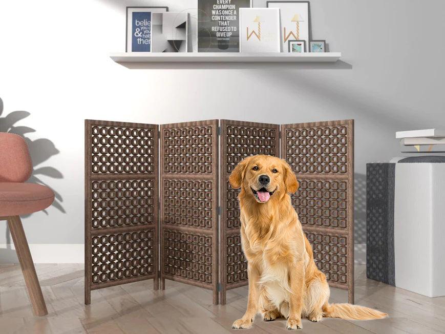 Pet Safety Gate Dogs Room Divider Separator Wooden Partition - WoodenTwist