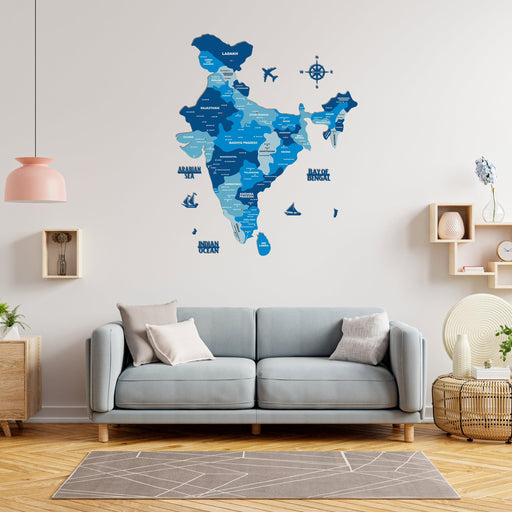 Tory Blue India Wooden Map
