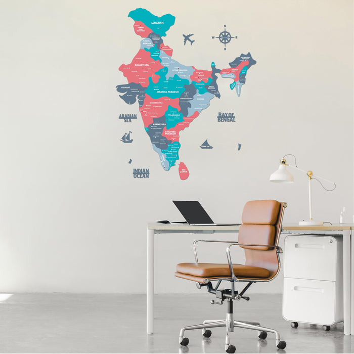 Blossom India Wooden Map