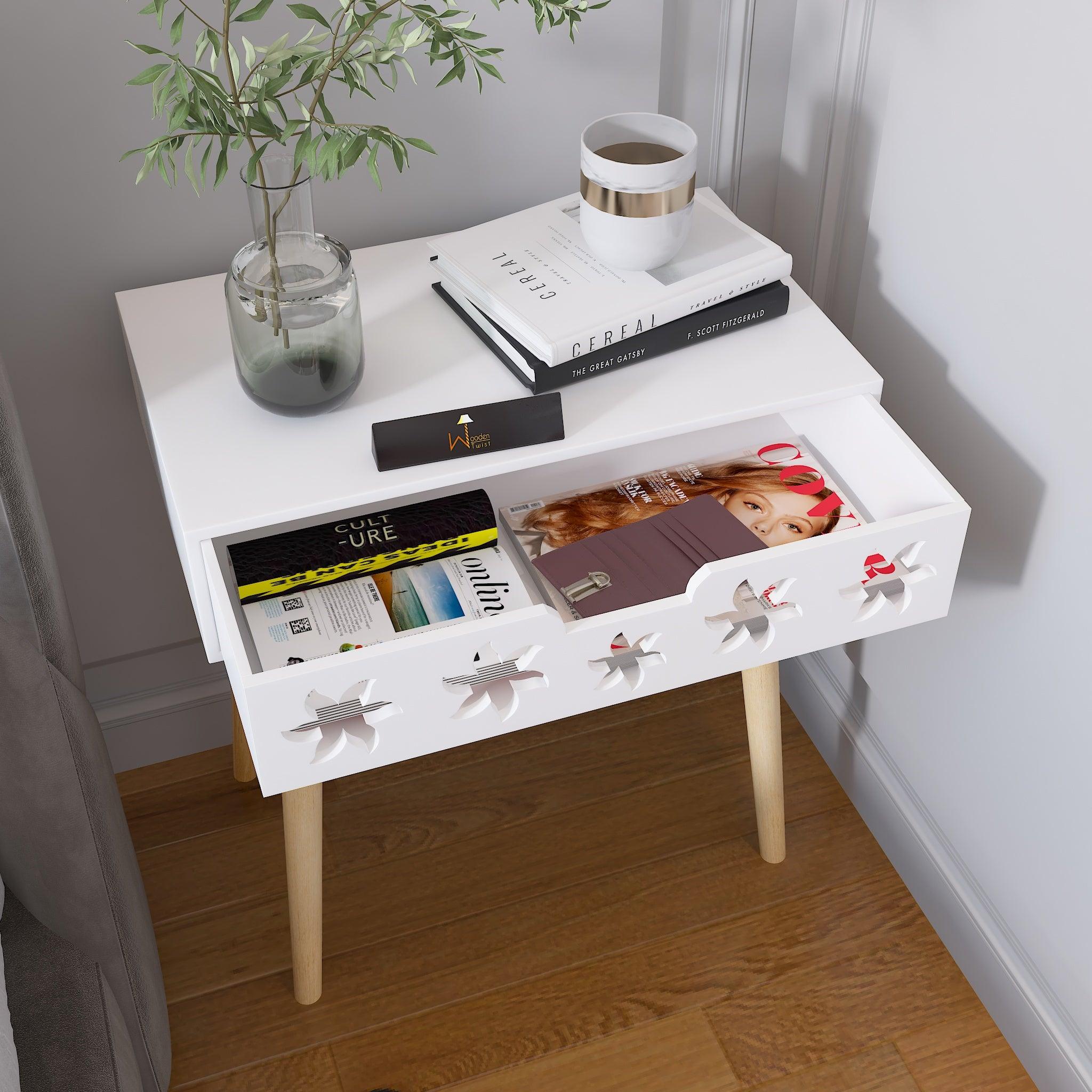 Estrella Wooden Bedside Table With Storage Drawer Nightstand - WoodenTwist