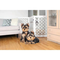 Wooden Portable Safety Pet Fence Gate Partition For Kids & Dogs (White) - WoodenTwist