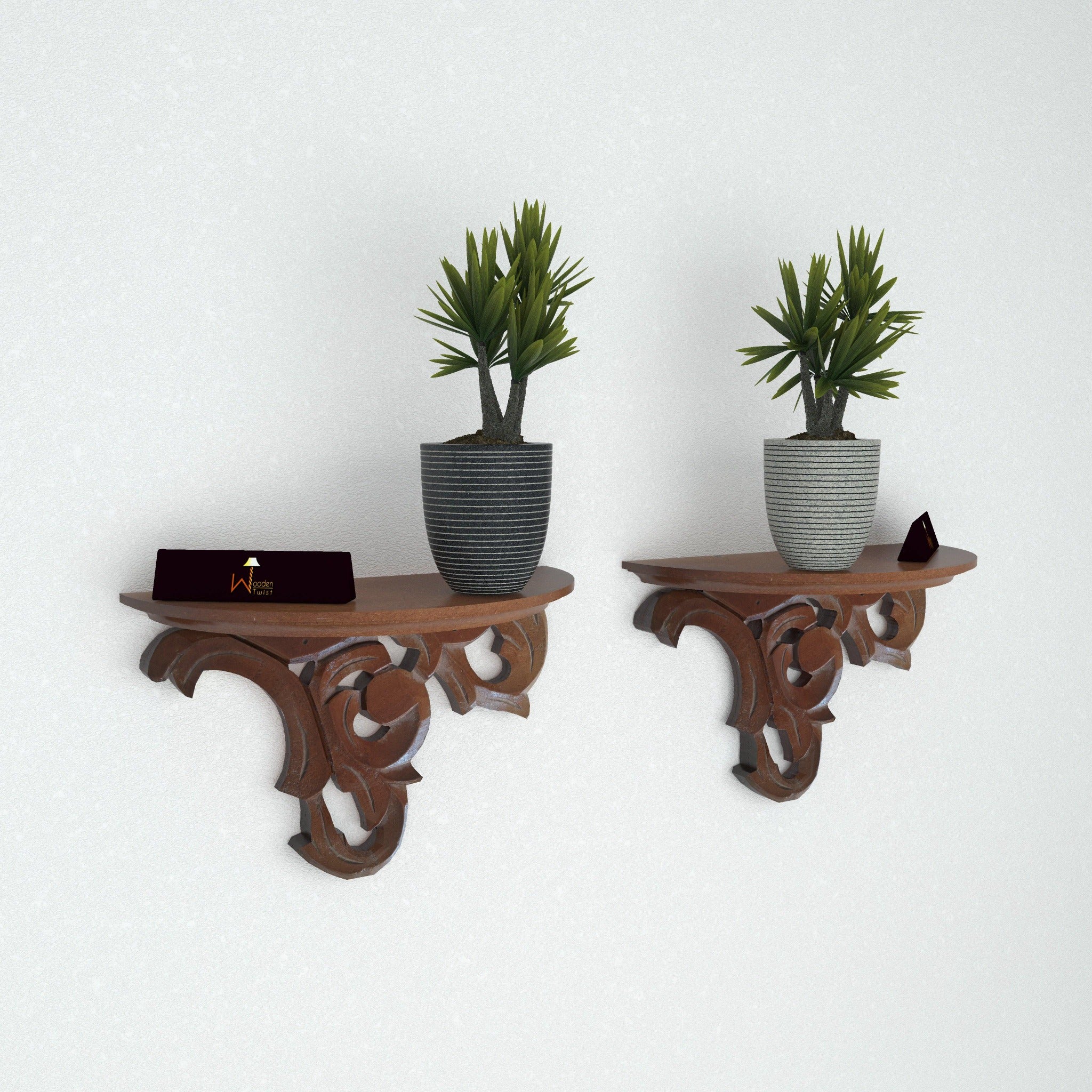 Wooden Wall Bracket/Rack Brown (Pack of 2) - WoodenTwist