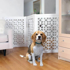 Wooden Portable Safety Pet Fence Gate Partition For Kids & Dogs (White) - WoodenTwist