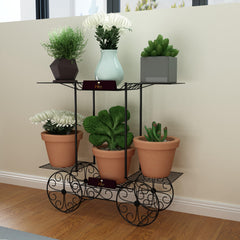 6-Tier Cart Planter Stand, Outdoor Flower Rack Flower Pot - WoodenTwist