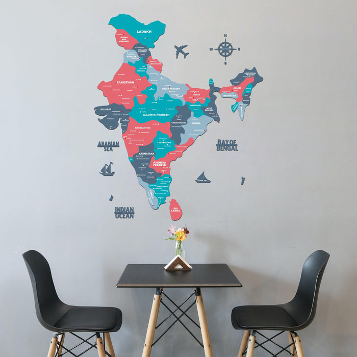Blossom India Wooden Map