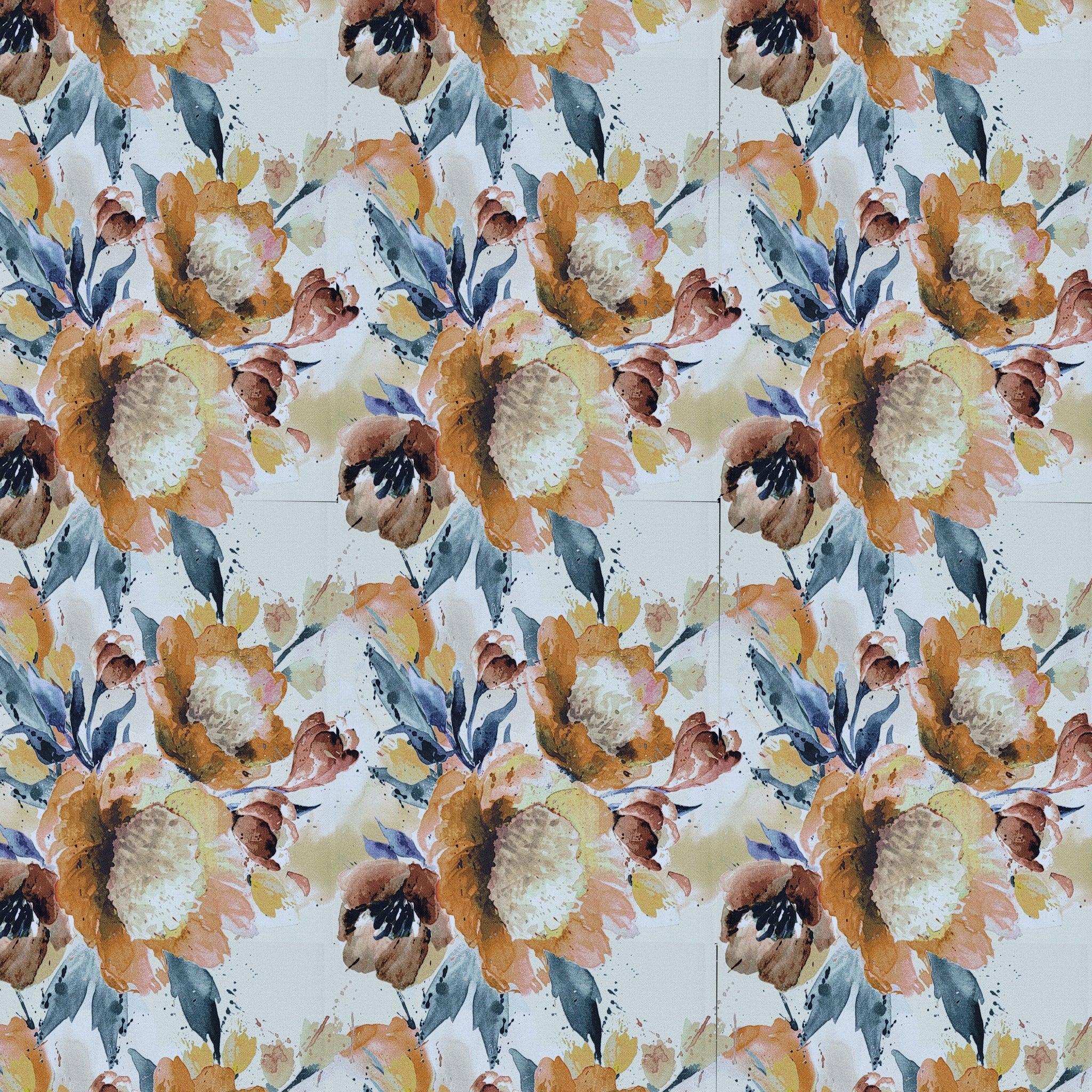 Graceful Hand Carved Teak Wood Stool in Premium Fabric - WoodenTwist