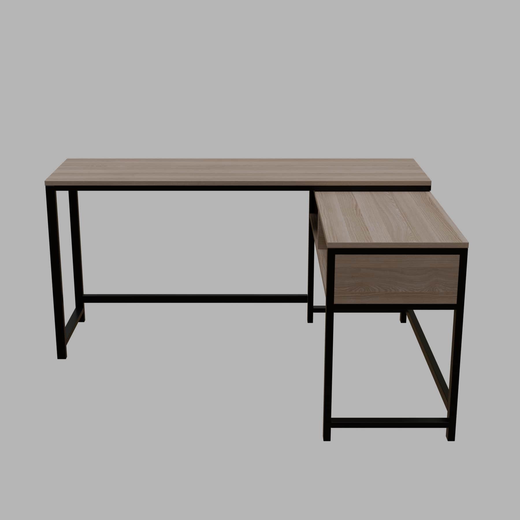 ENKEL L Shape Workstation in Beige finish - WoodenTwist