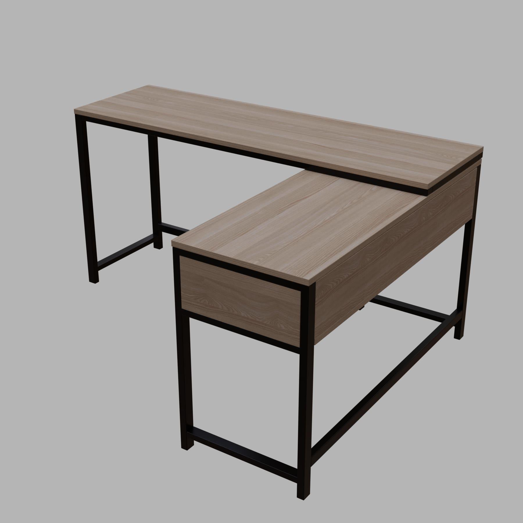 ENKEL L Shape Workstation in Beige finish - WoodenTwist