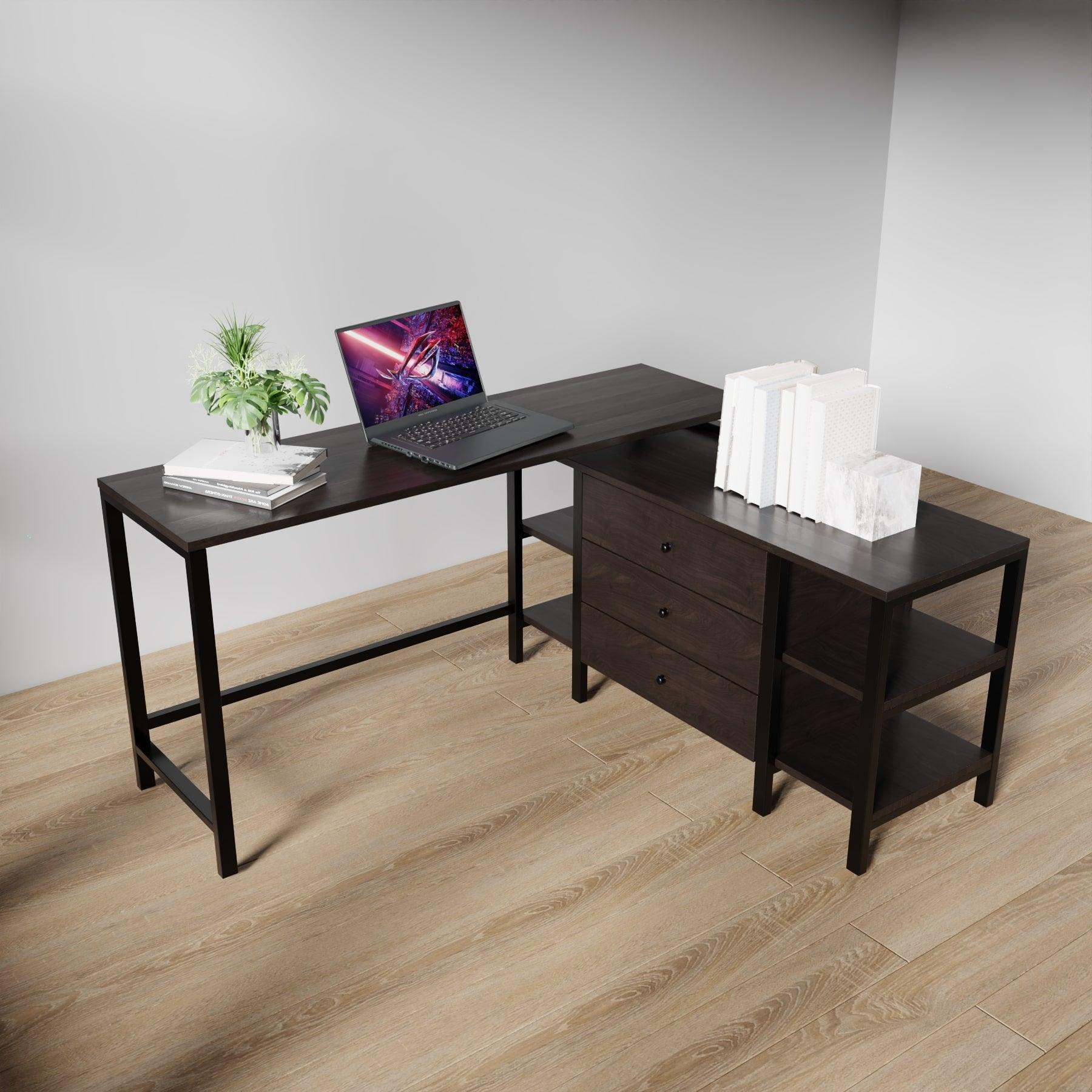 KERRY Workstation Desk in wenge finish - WoodenTwist