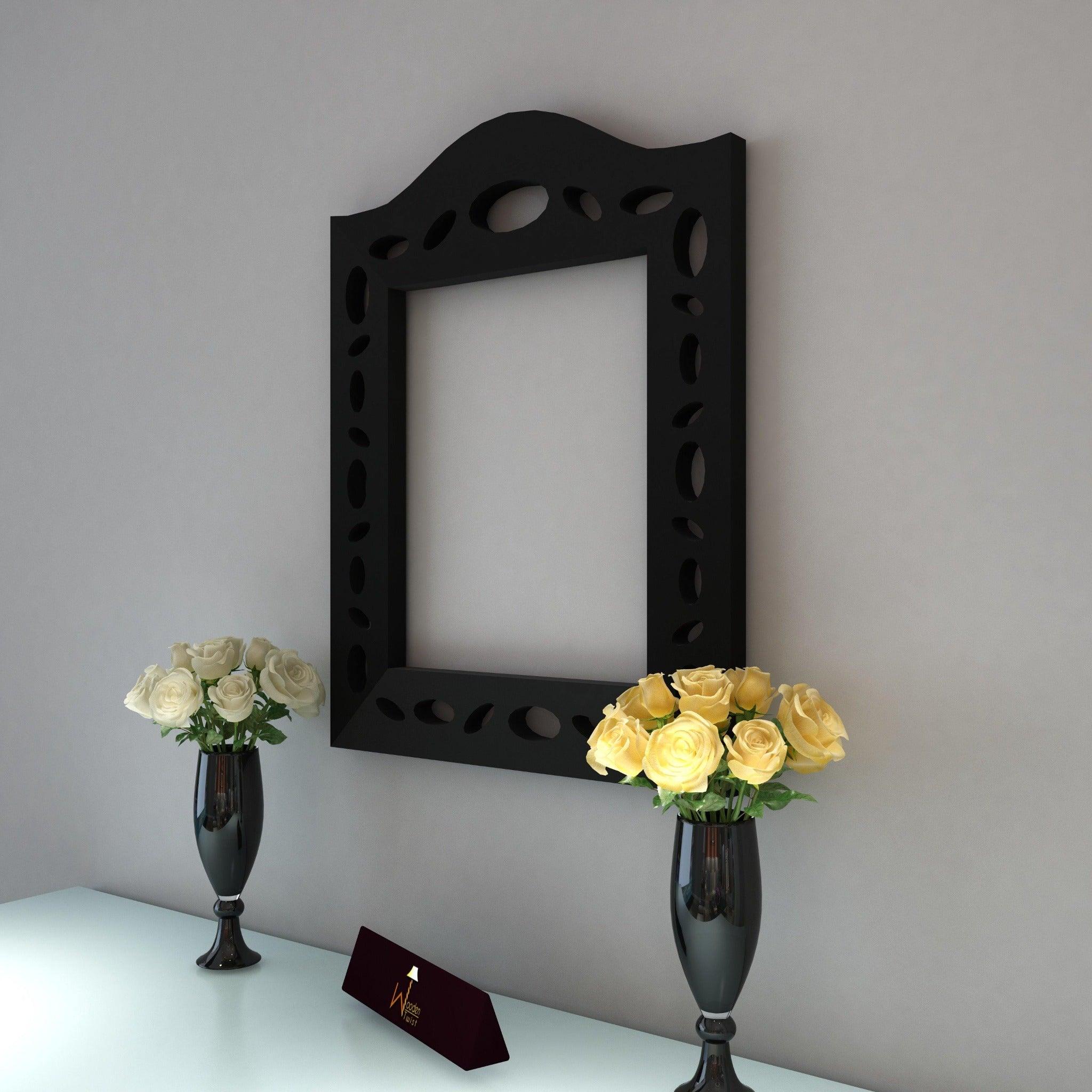 Elegant Wooden Wall Panel in Black - Wall Mounted View
