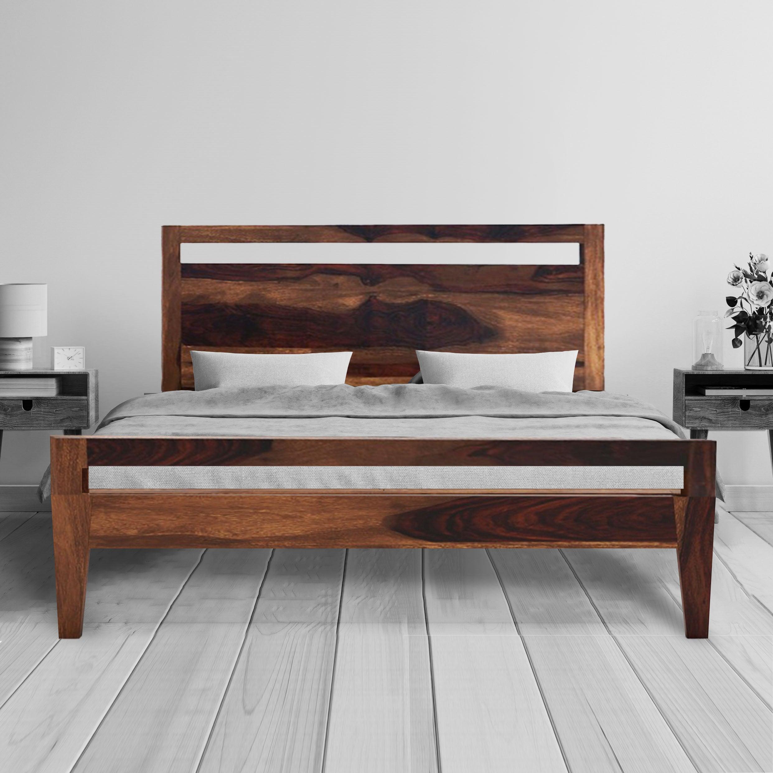 LIMA BED QUEEN Sheesham Wood (Honey Finish) - WoodenTwist