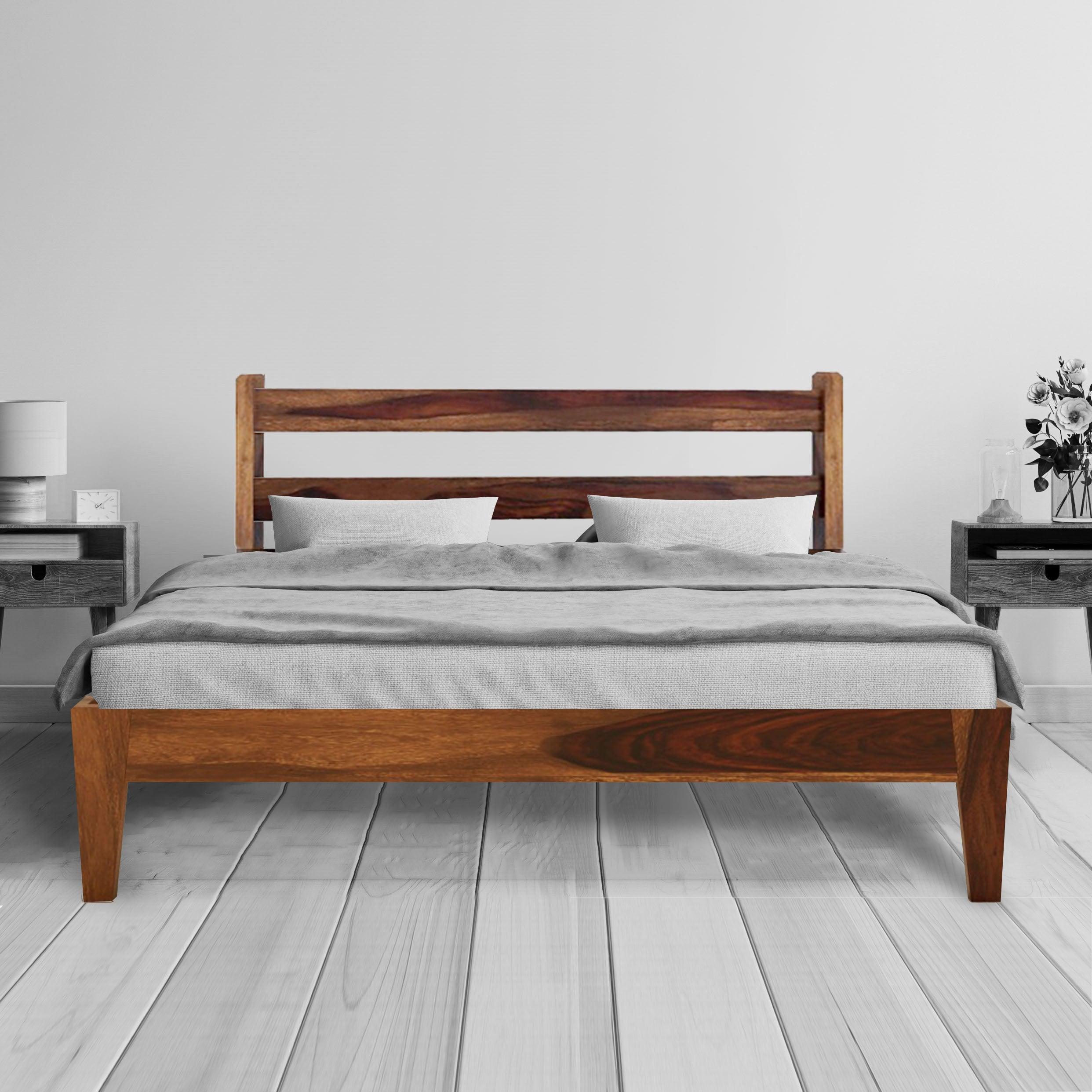 AWANA BED QUEEN Sheesham Wood (Honey Finish) - WoodenTwist