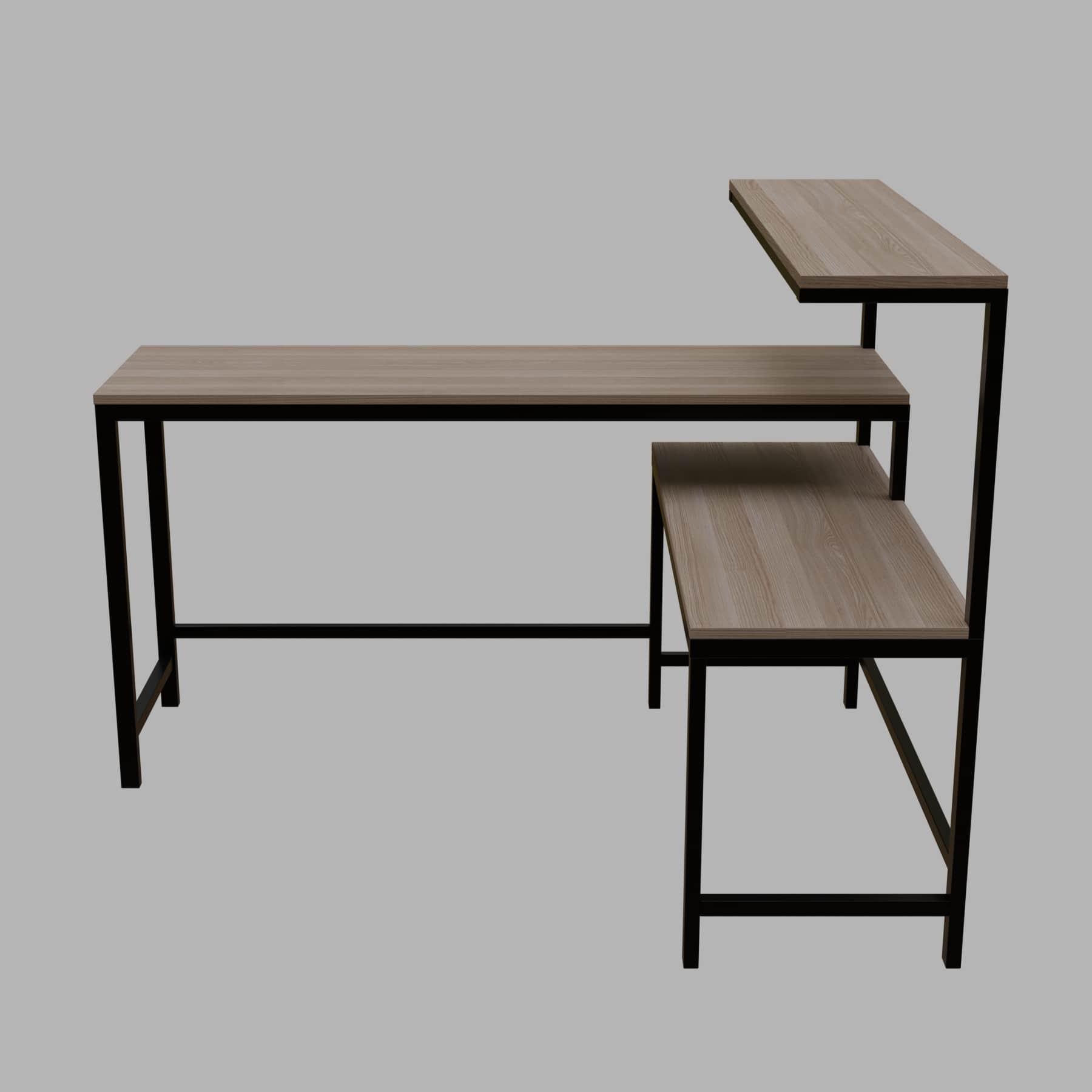 MITSUKO Workstation with shelves in Beige finish - WoodenTwist