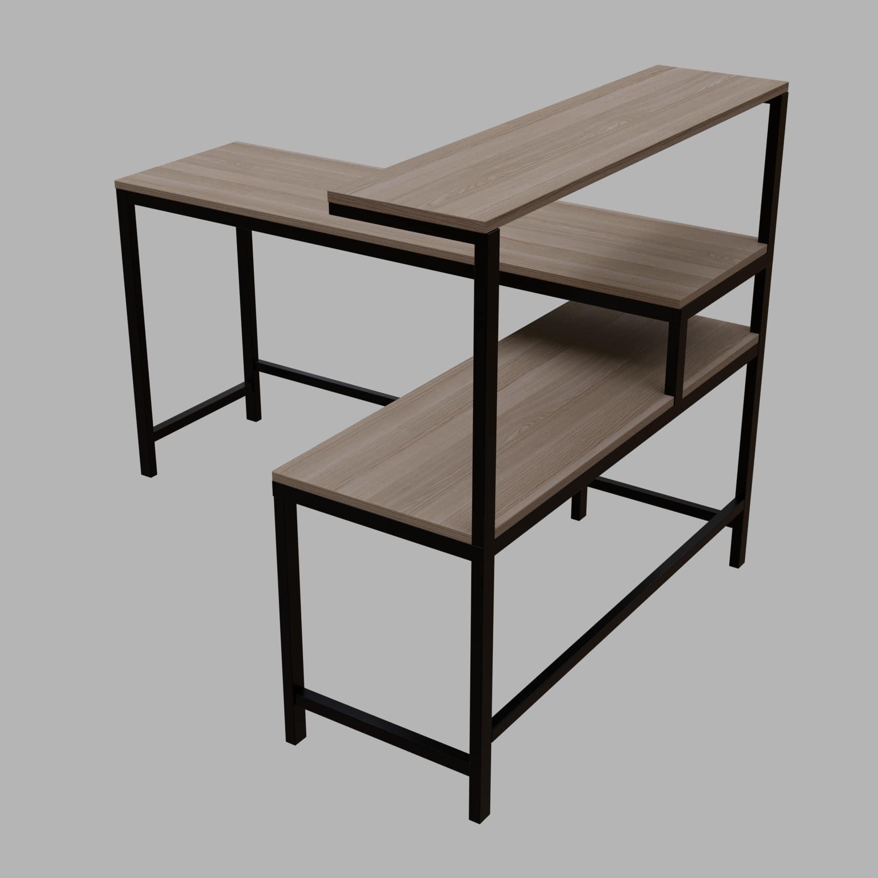 MITSUKO Workstation with shelves in Beige finish - WoodenTwist