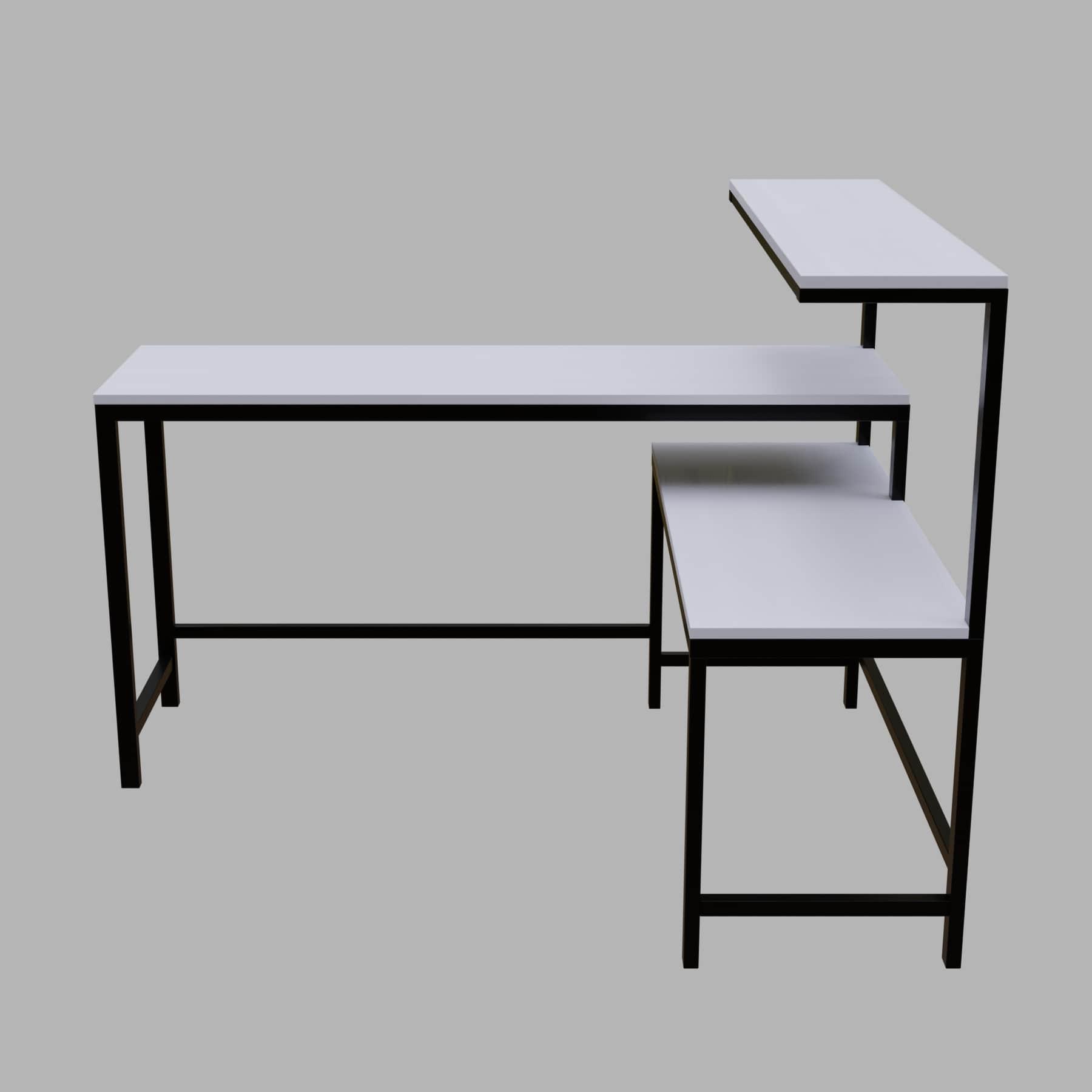 MITSUKO Workstation with shelves in Beige finish - WoodenTwist