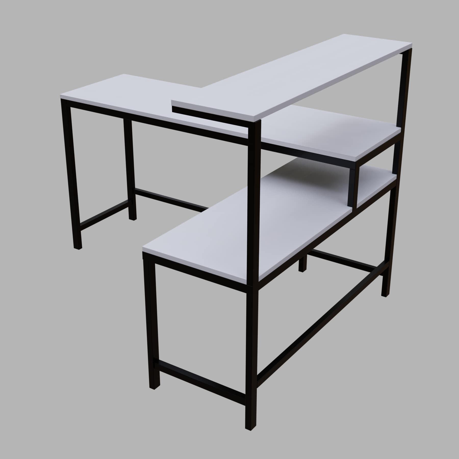 MITSUKO Workstation with shelves in Beige finish - WoodenTwist