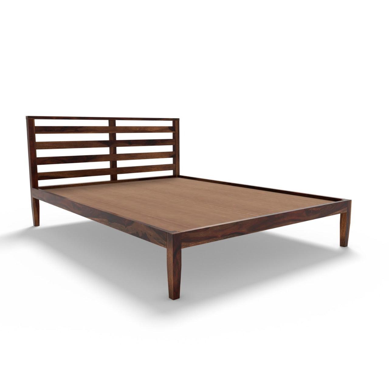 FEENA BED QUEEN Sheesham Wood (Honey Finish) - WoodenTwist