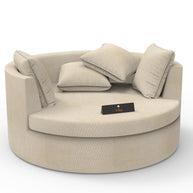 Wooden Twist Jute Round Solid Wood Barrel Sofa Chair ( Beige ) - WoodenTwist