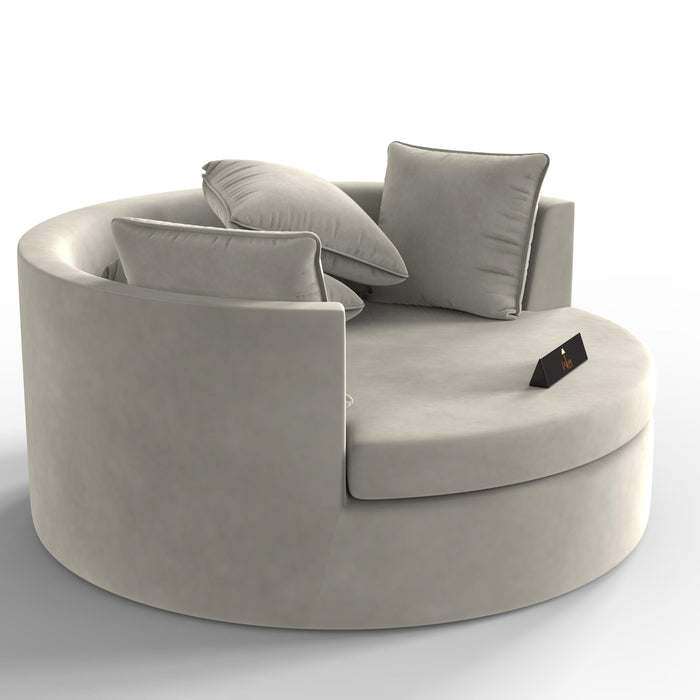 Wooden Twist Velvet Round Solid Wood Barrel Sofa Chair - WoodenTwist