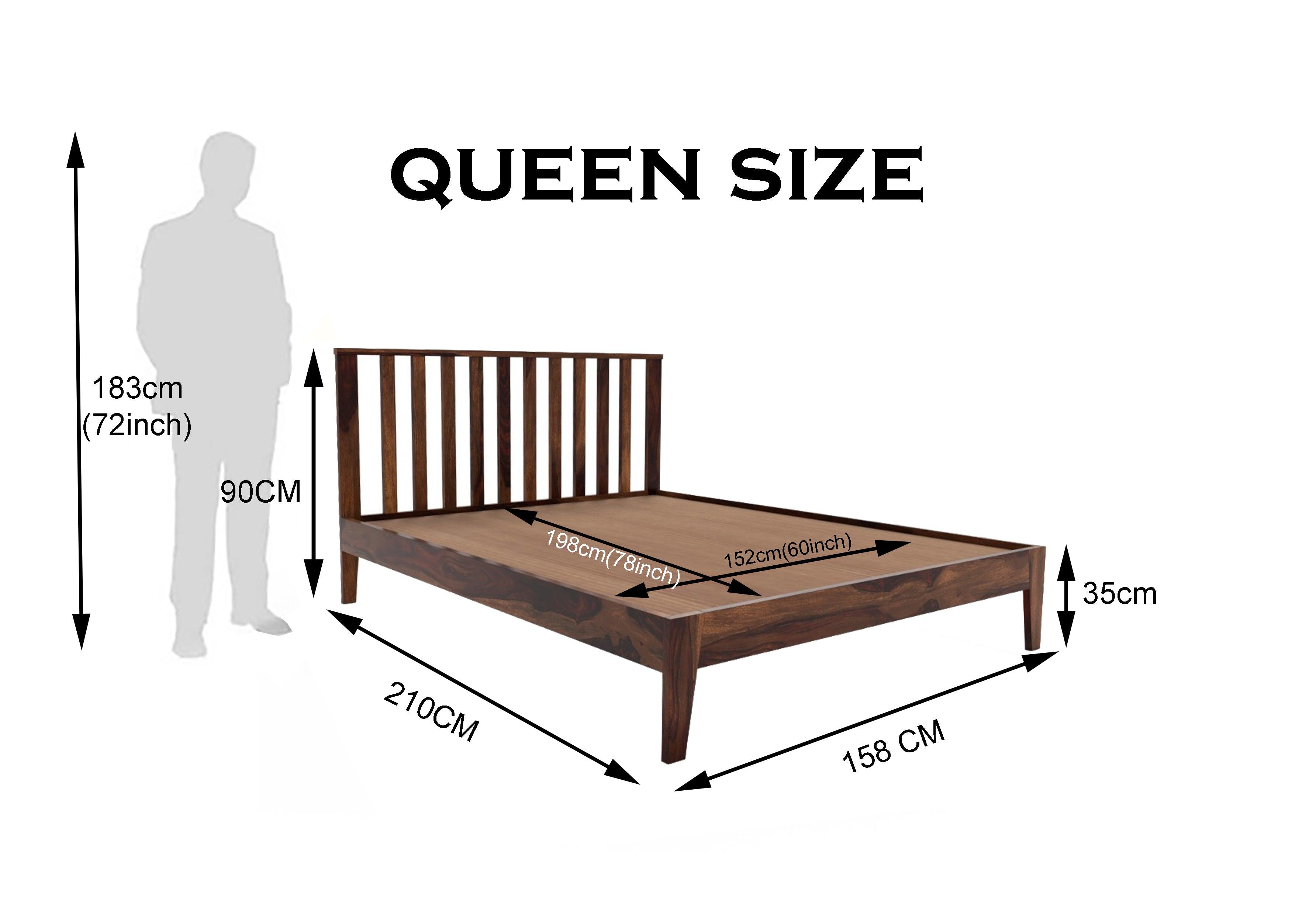 TWIN BED QUEEN Sheesham Wood (Honey Finish) - WoodenTwist