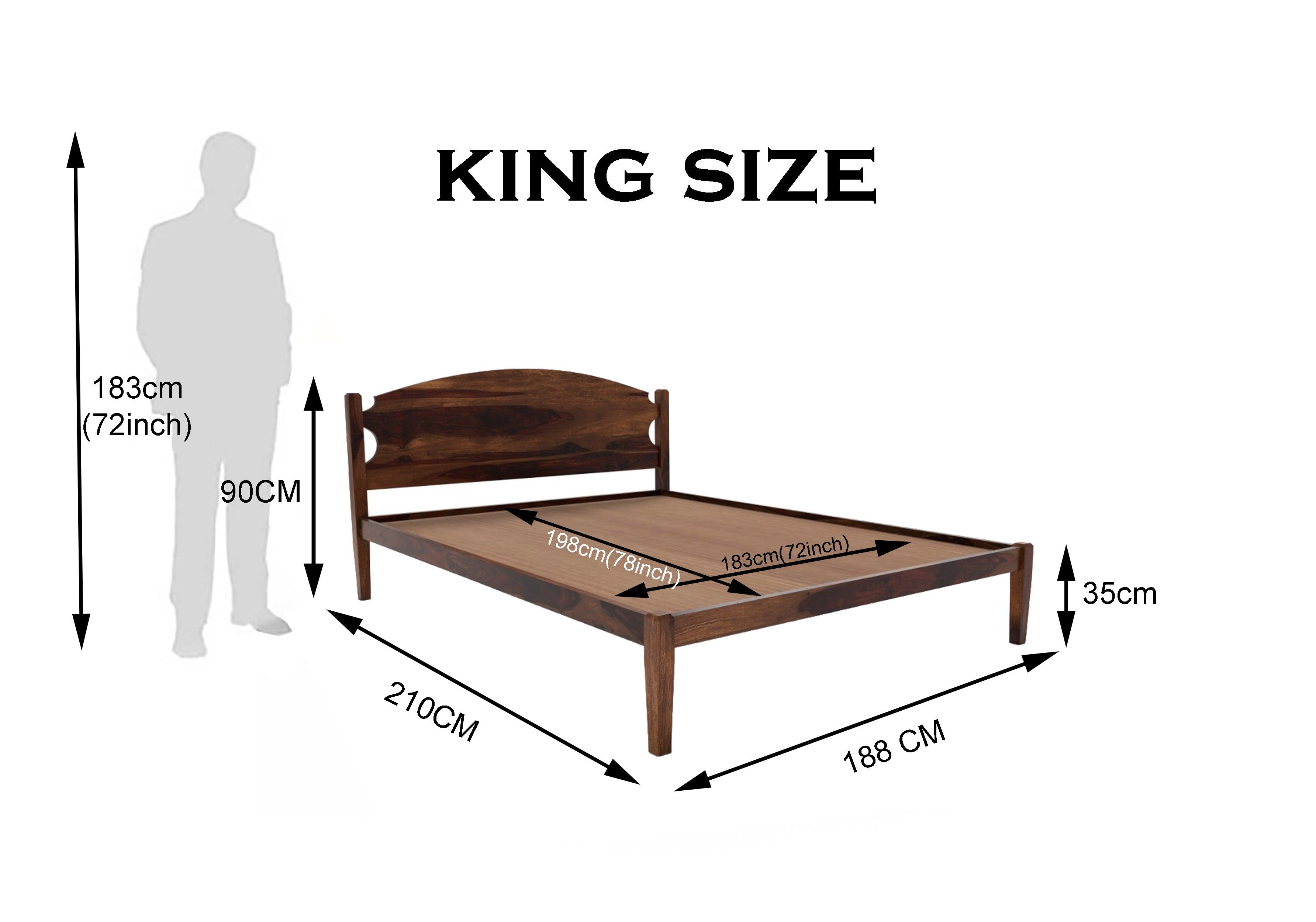 LUNA BED QUEEN Sheesham Wood (Honey Finish) - WoodenTwist