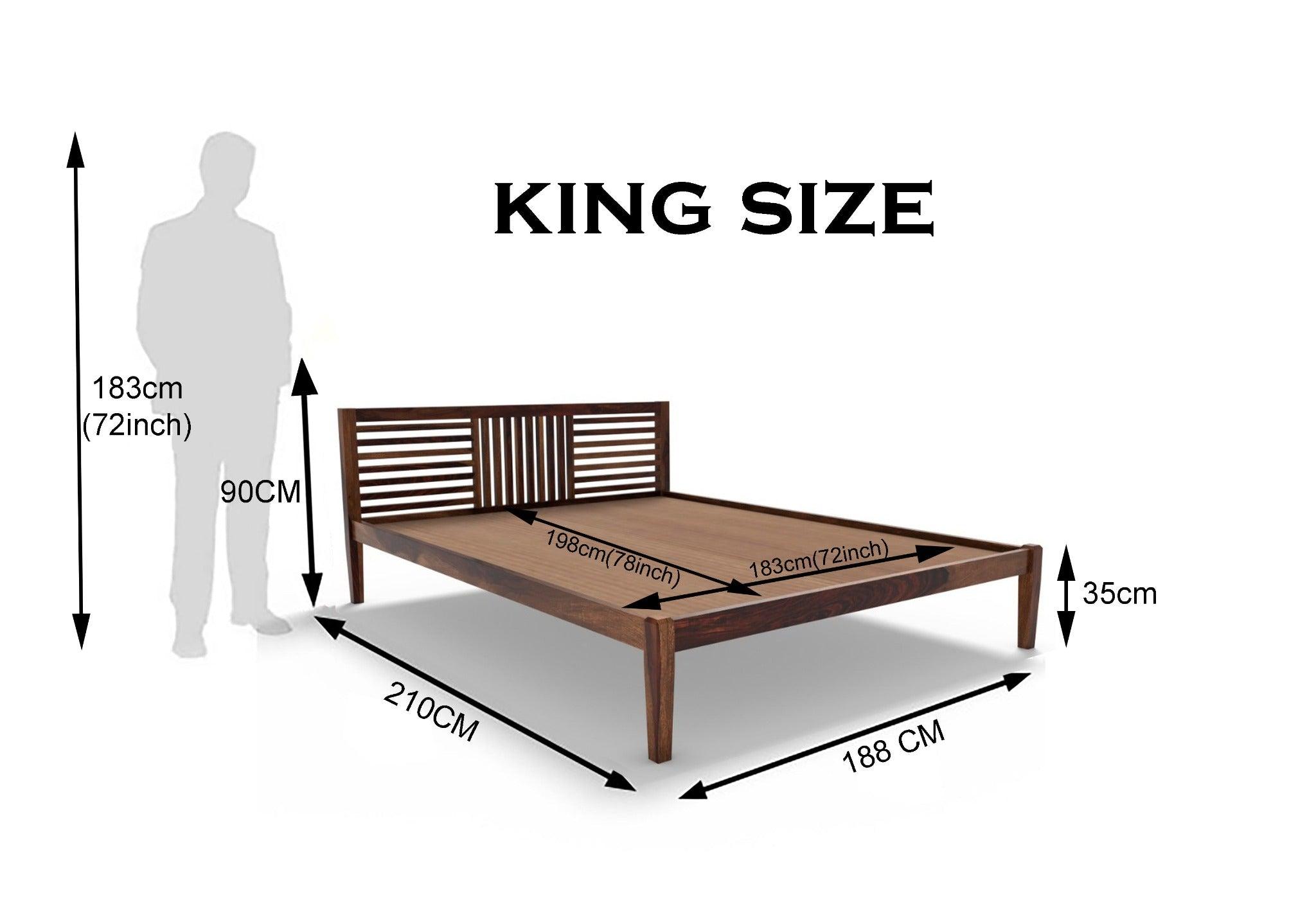 DIMO BED KING Sheesham Wood (Honey Finish) - WoodenTwist