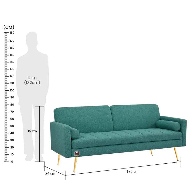 Modern Jolene 3 Seater Sofa Cum Bed For Living Room (With 2 Pillows) - WoodenTwist