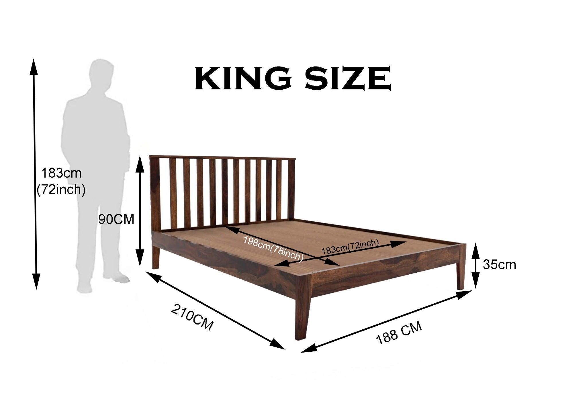 TWIN BED KING Sheesham Wood (Honey Finish) - WoodenTwist