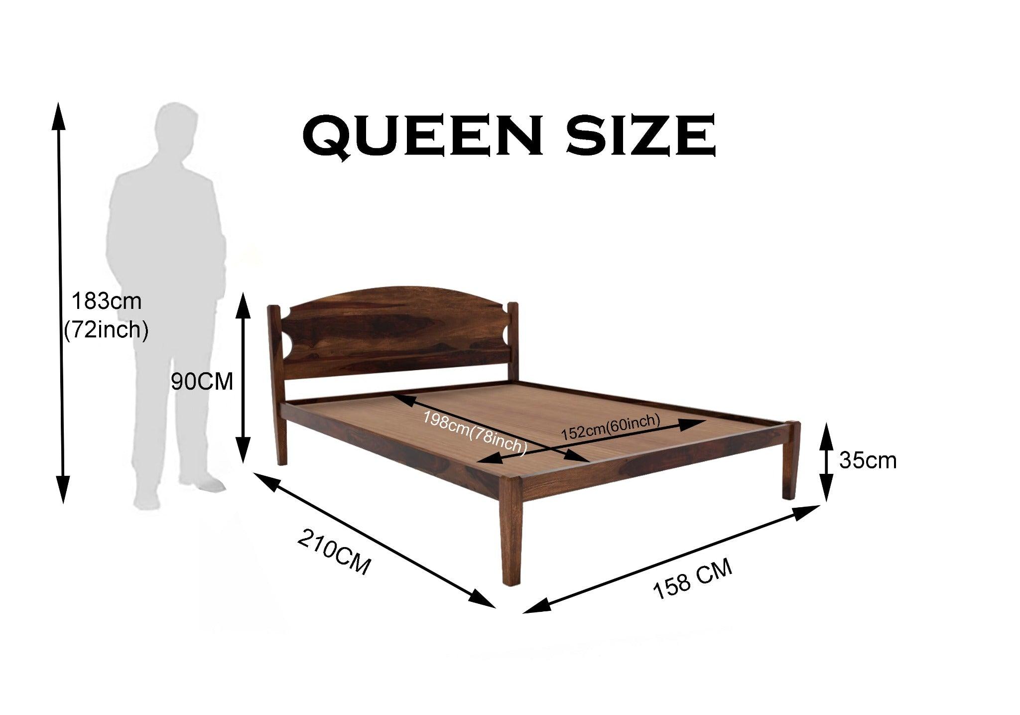 LUNA BED KING Sheesham Wood (Honey Finish) - WoodenTwist