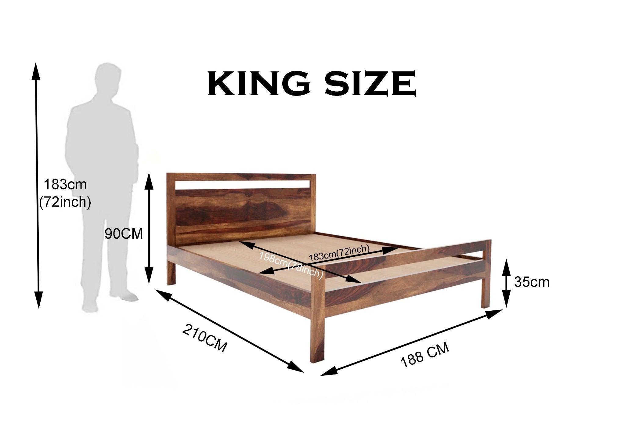 LIMA BED KING Sheesham Wood (Honey Finish) - WoodenTwist