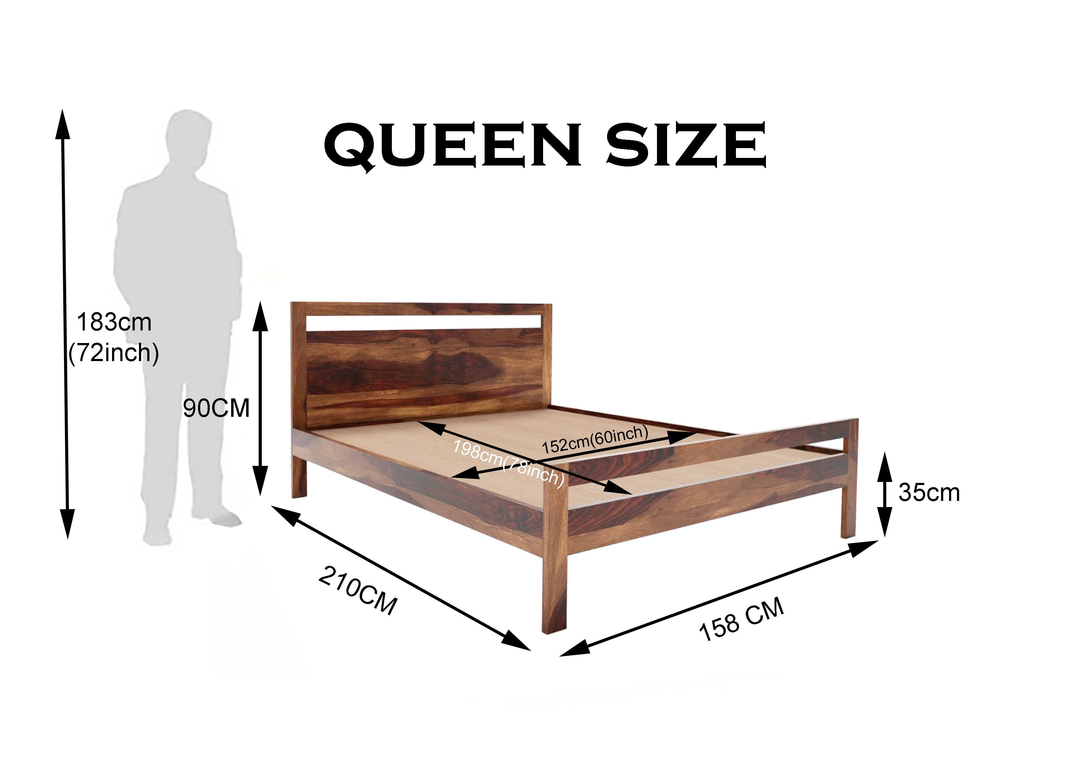 LIMA BED QUEEN Sheesham Wood (Honey Finish) - WoodenTwist