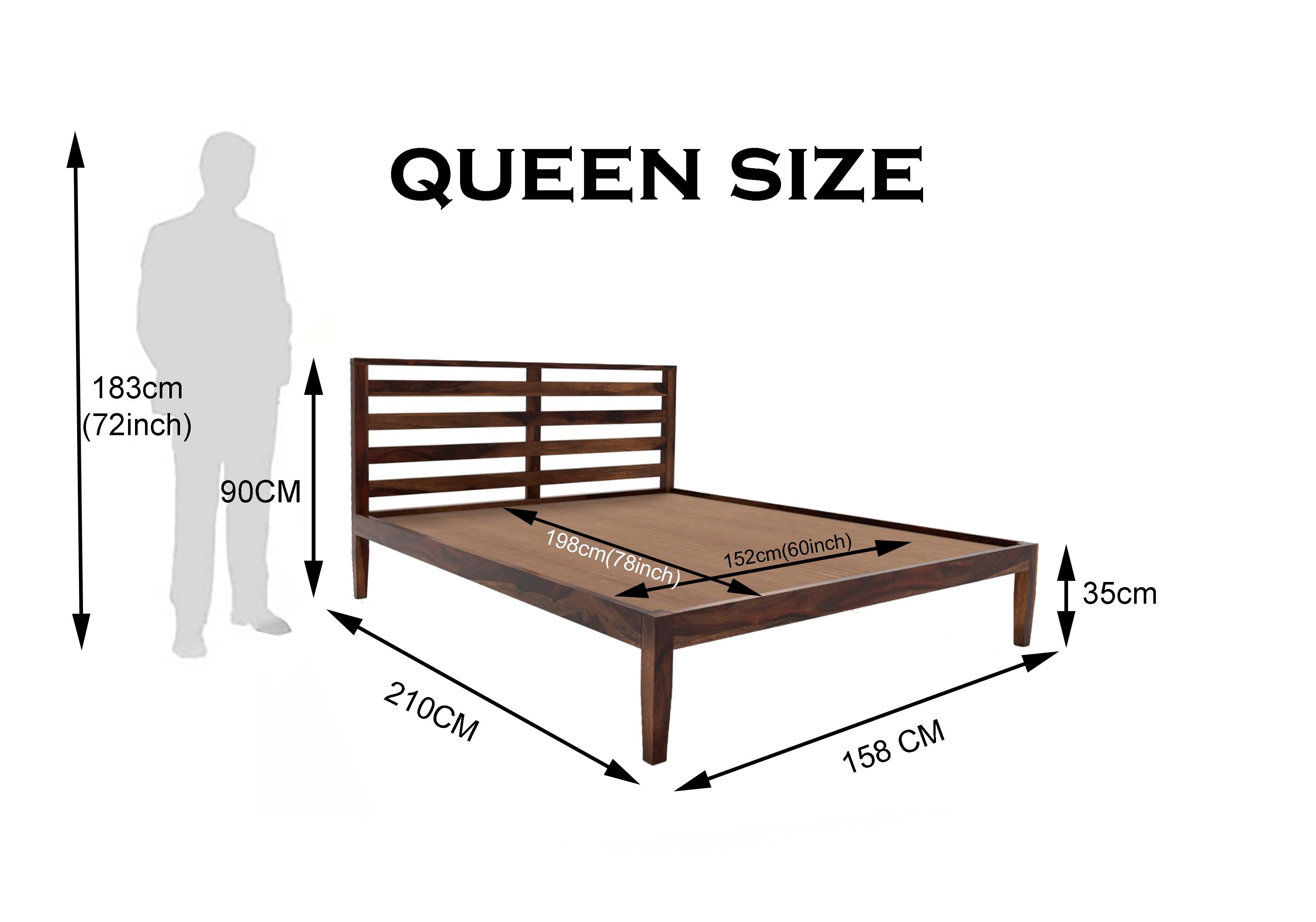 FEENA BED QUEEN Sheesham Wood (Honey Finish) - WoodenTwist