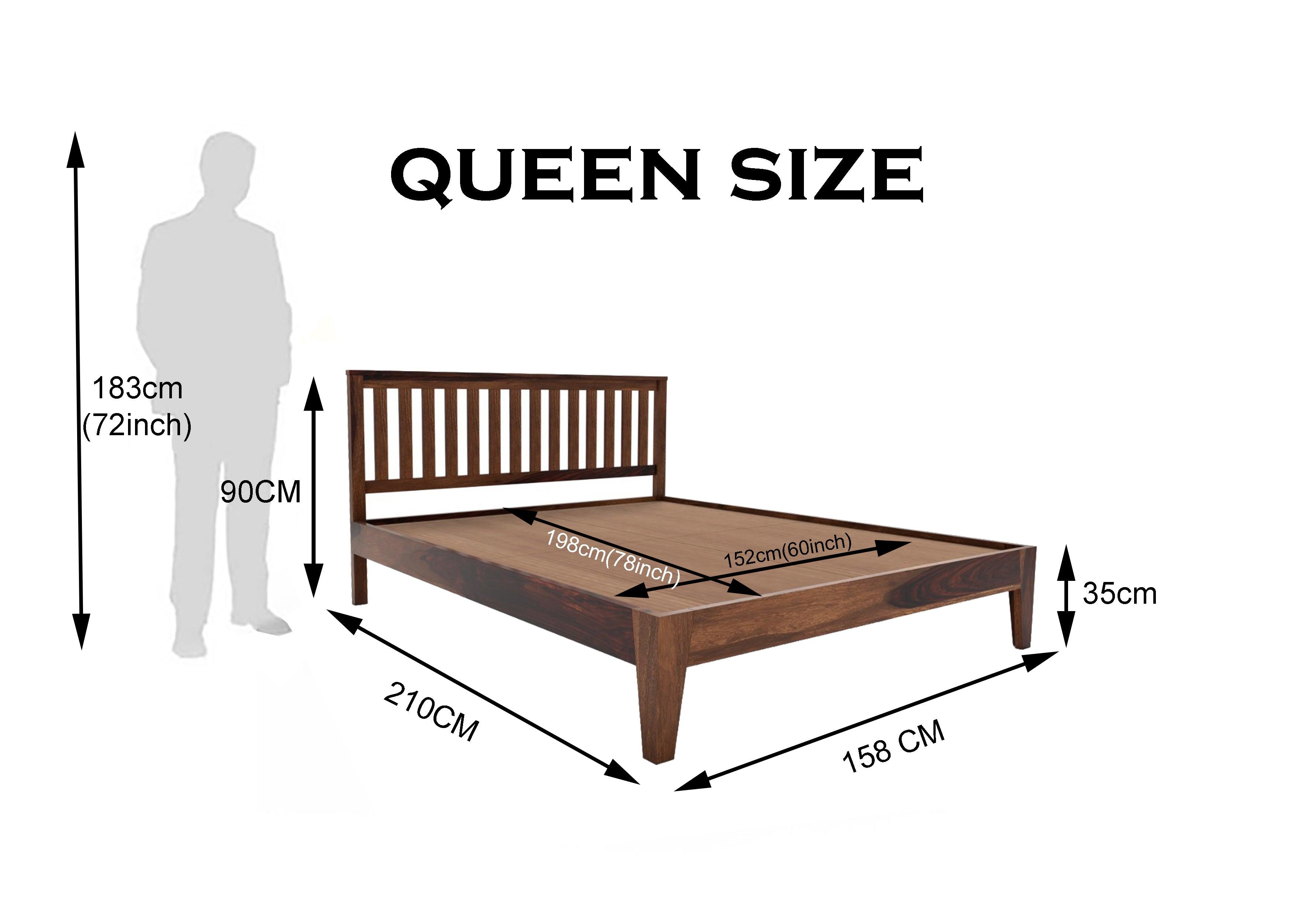 SUPAN BED QUEEN Sheesham Wood (Honey Finish) - WoodenTwist