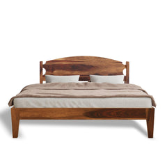 LUNA BED QUEEN Sheesham Wood (Honey Finish) - WoodenTwist