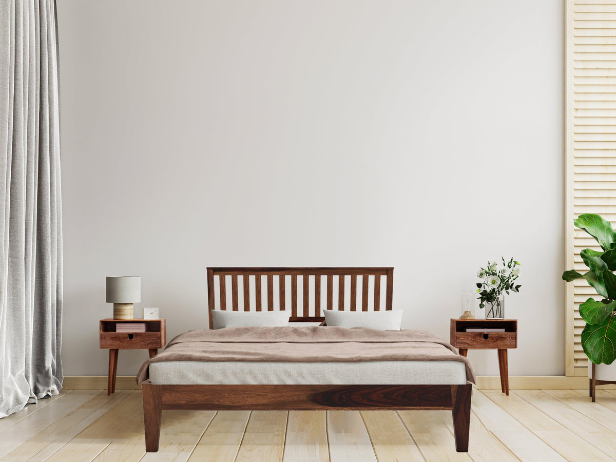 SUPAN BED QUEEN Sheesham Wood (Honey Finish) - WoodenTwist