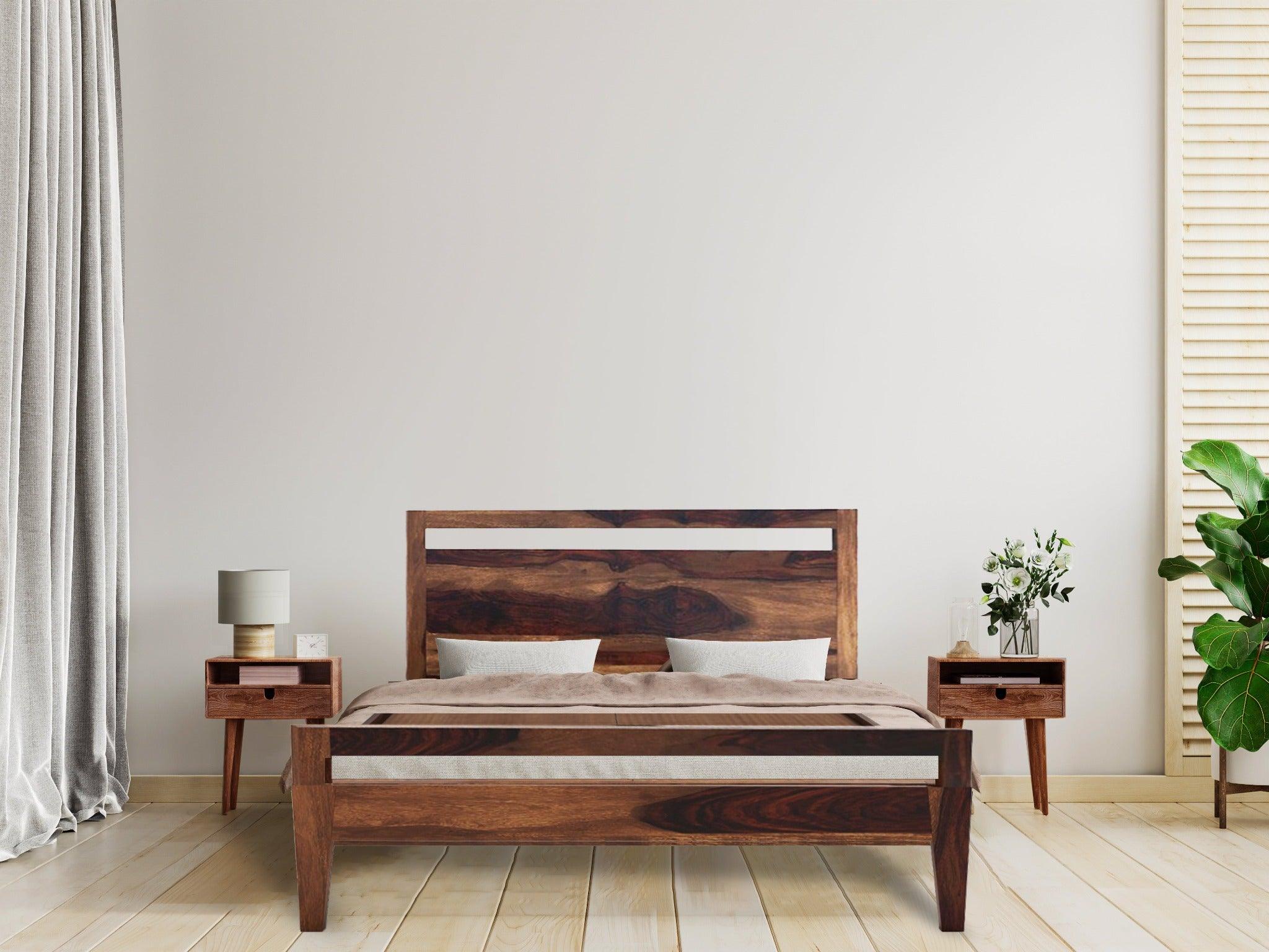 LIMA BED KING Sheesham Wood (Honey Finish) - WoodenTwist